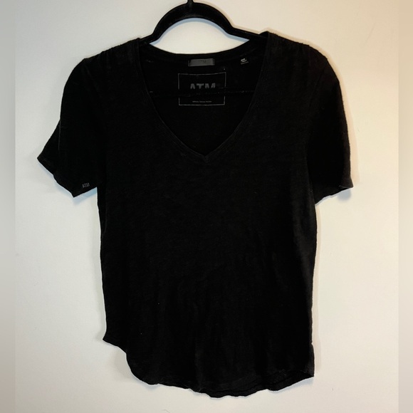 ATM Anthony Thomas Melillo Slub Jersey Classic V-Neck Tee Black Medium - Picture 5 of 10